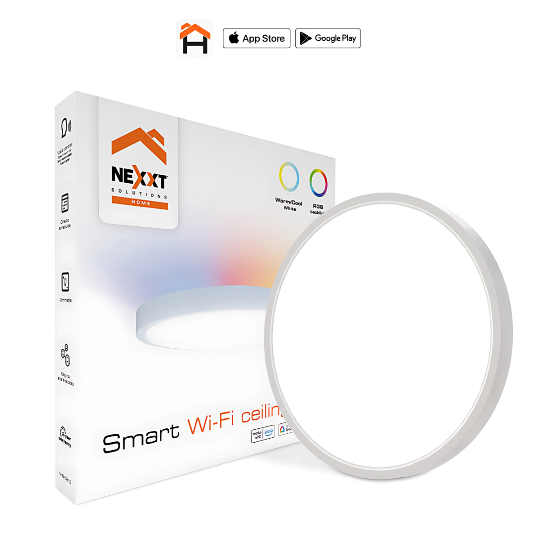 FOCO LED NEXXT SMART WIFI PARA TECHO - LUZ BLANCA CALIDA  Y FRIA Y COLORES 12"