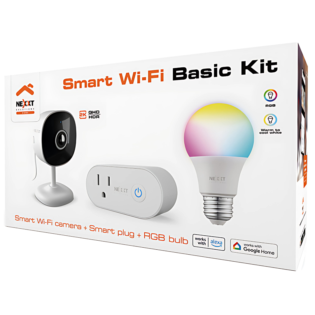 KIT SMART NEXXT WIFI CÁMARA, ENCHUFE, BOMBILLO