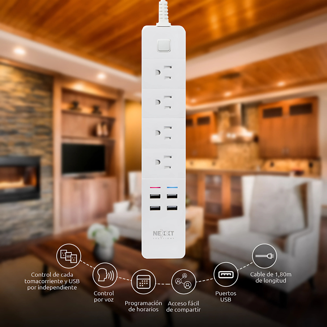 REGLETA NEXXT SMART WIFI 4 TOMAS + 4 USB