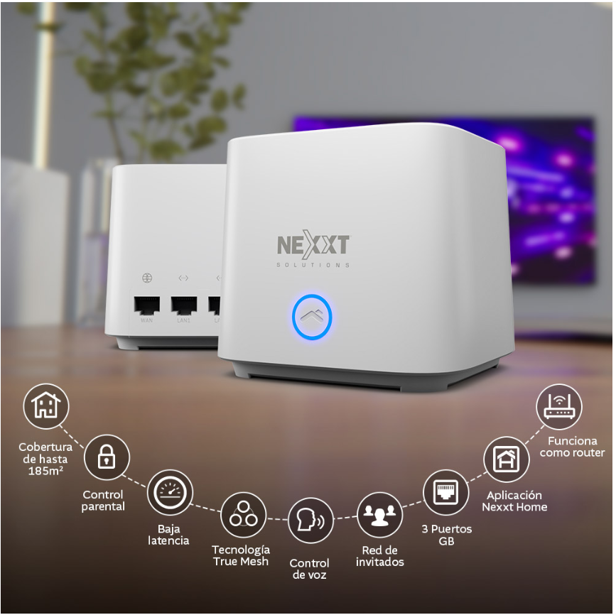 ROUTER MESH NEXXT X1800 ROUTER - COBERTURA 185 METROS 2 - APLICACION NEXXT HOME