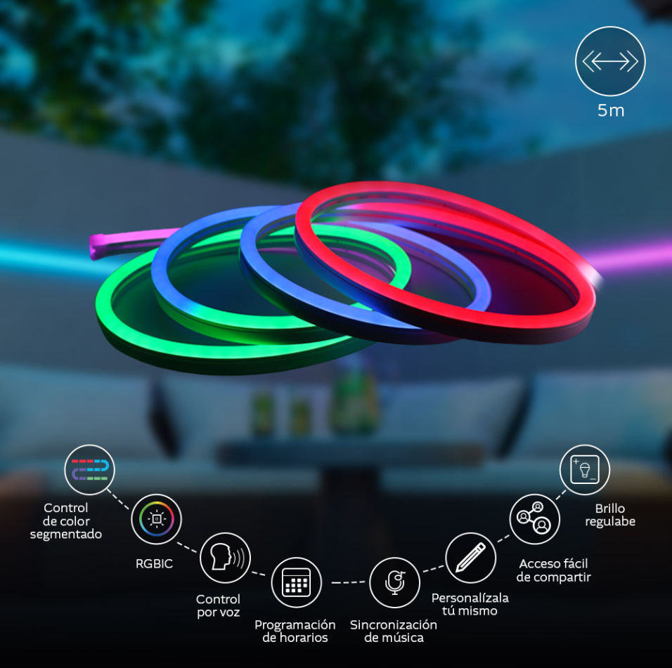 TIRA LED  NEXXT- WIFI NEON  RGBIC INTELIGENTE DE  5 METROS