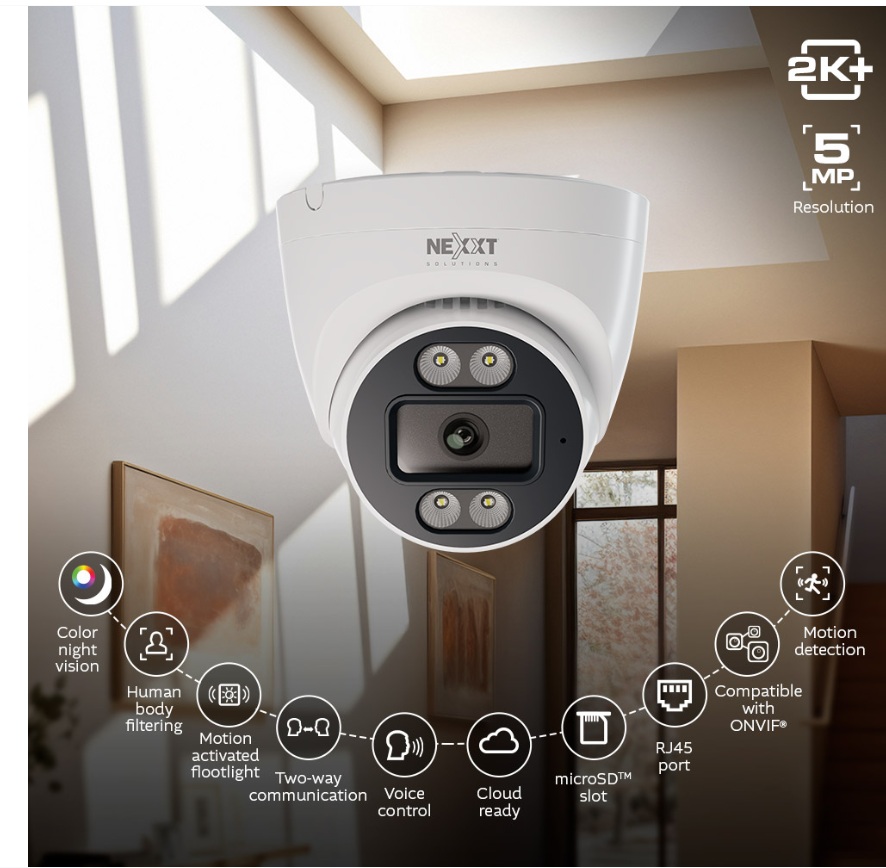CÁMARA SMART WIFI NEXXT INTERIOR TURRET - 2K- NOCTURNO- 5MP