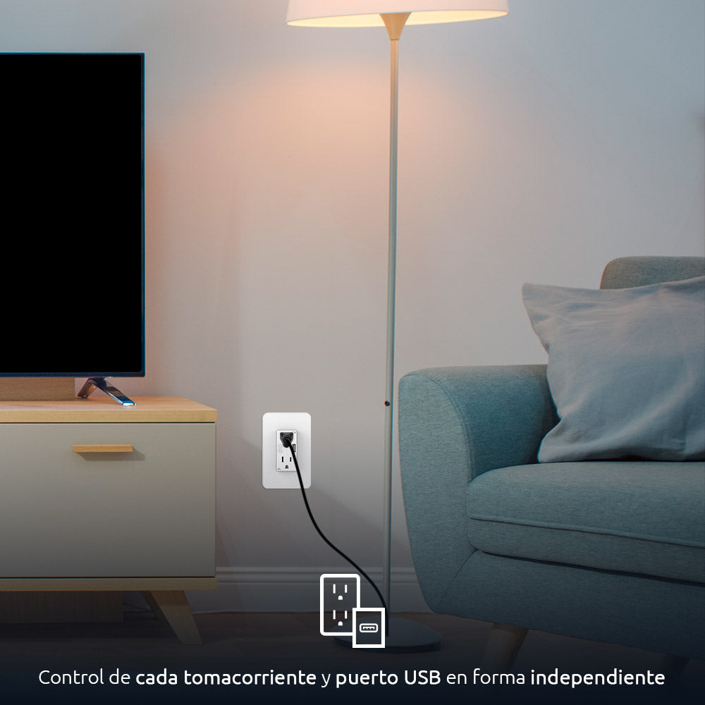 TOMACORRIENTE NEXXT EMPOTRABLE SMART WIFI 2 TOMAS 1 USB