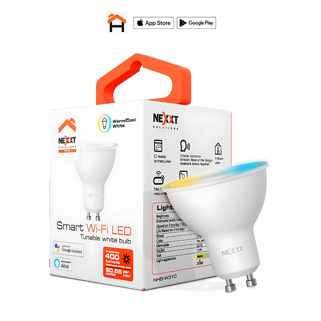 FOCO BOMBILLO LED INTELIGENTE WIFI NEXXT GU10 BLANCO/CALIDO