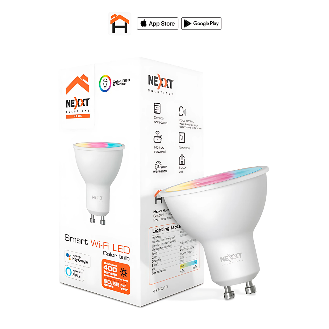 FOCO BOMBILLO SMART WIFI NEXXT GU10 COLOR RGB 110V