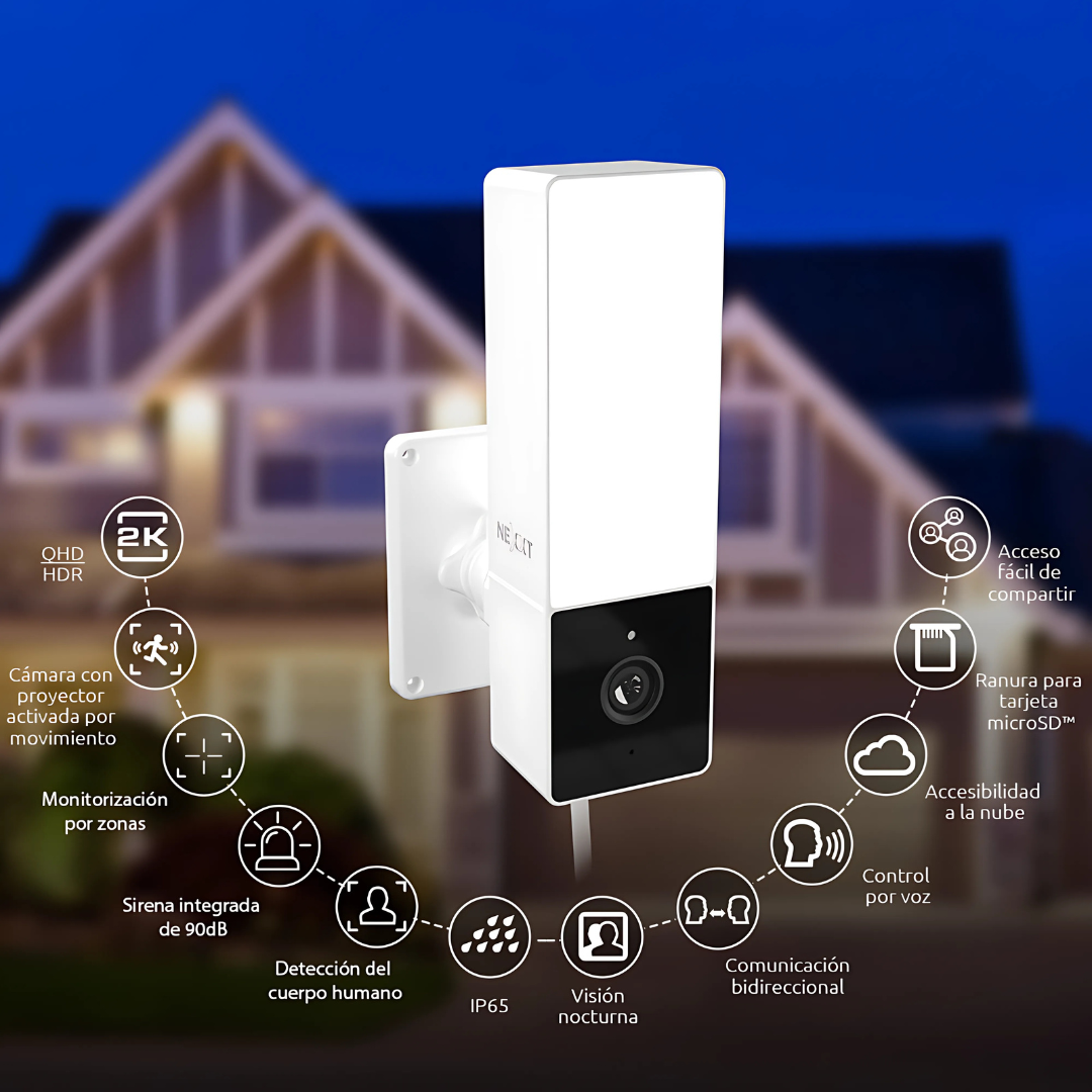 CÁMARA VIGILANCIA NEXXT WIFI EXTERIOR 2K CON PROYECTOR