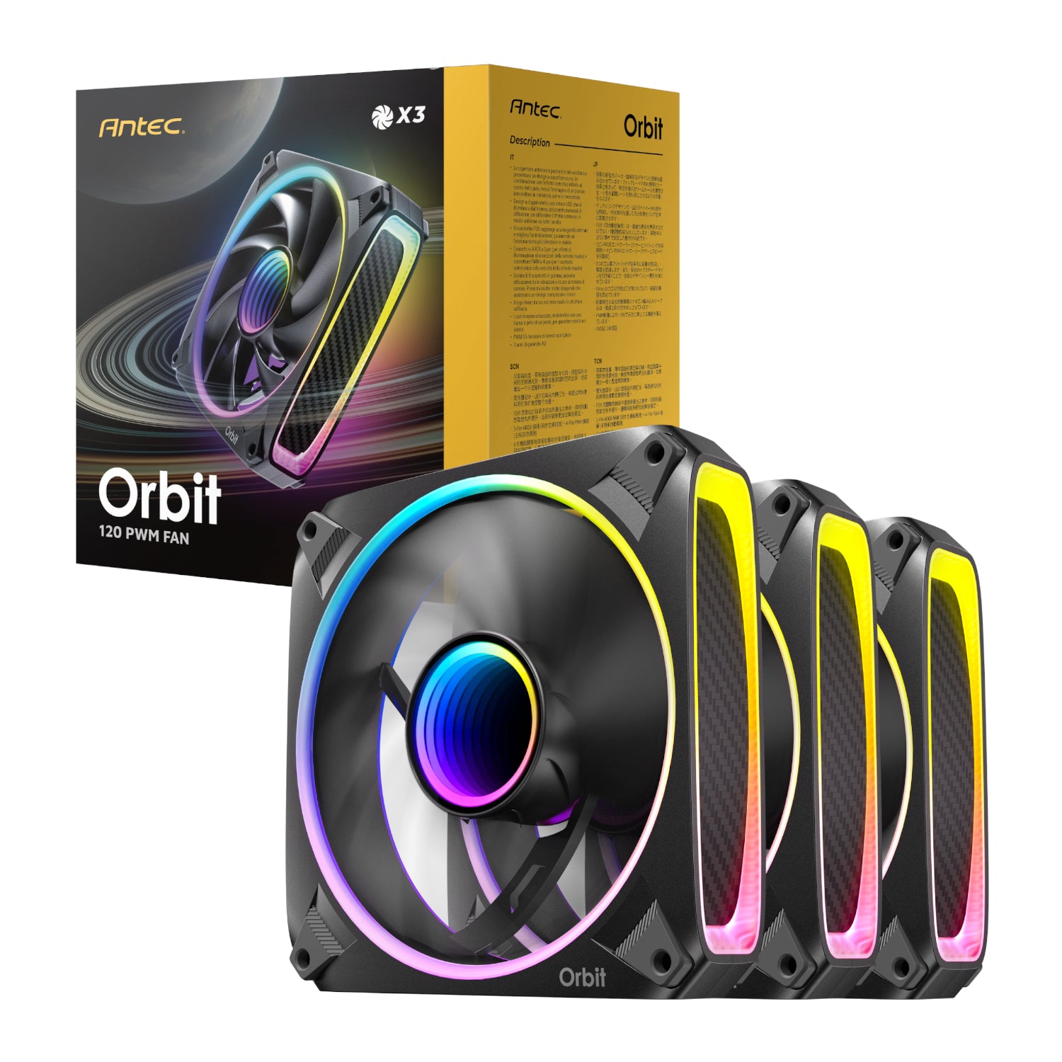 FAN ANTEC/ORBIT 120 ARGB 4-PIN 3-PIN LED/3 IN 1 PACK