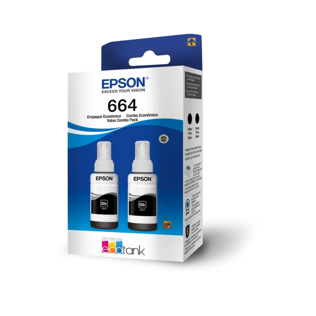 Botellas de Tinta Epson T664 Pack 2 Negro