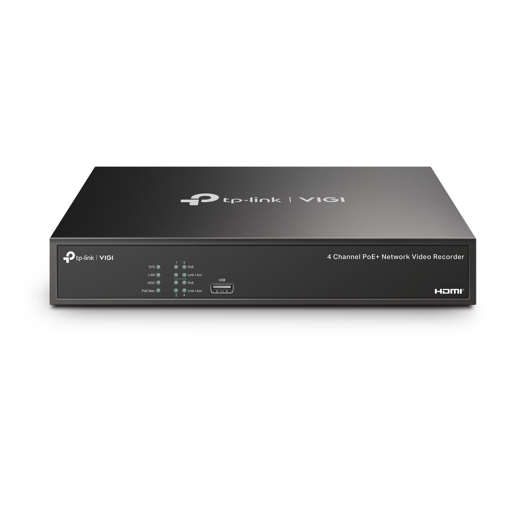 GRABADORA TPLINK VIGI VIGI NVR1004H-4P/4 CANALES POE /H.265 PLUS /ONVIF/SOPORTA 1 DISCO HASTA 10TB