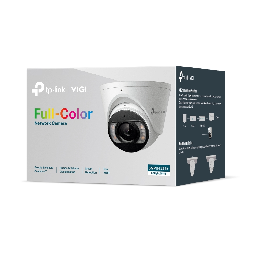 CAMARA TPLINK/VIGI INSIGHT S455 2.8MM/FULL COLOR/5MP/ANALISIS DE PERSONAS Y VEHICULOS / POE/ IP67