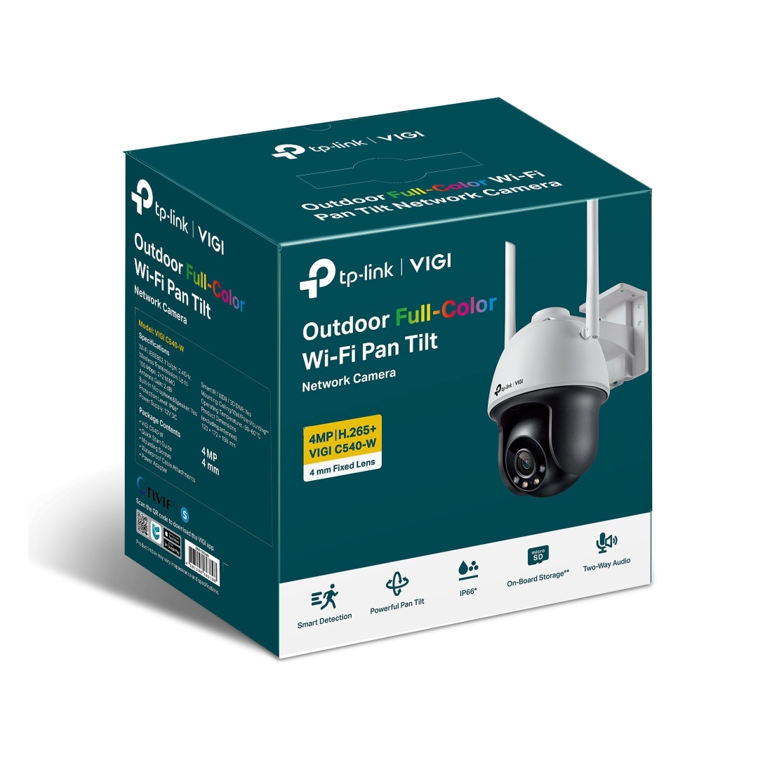 CAMARA TPLINK VIGI C540-W 4MM/EXTERIOR/FULL COLOR/4 MP/MICROSD/EVENTOS INTELIGENTES/WIFI/FUENTE DC