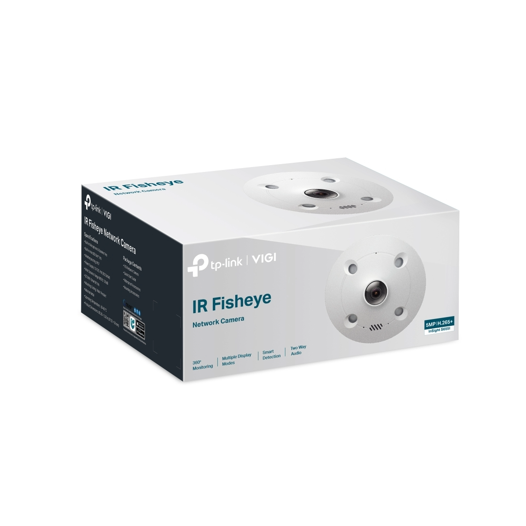 CAMARA TPLINK VIGI INSIGHT S655I FISHEYE IR 5MP/ VISION NOCTURNA IR/ 360 GRADOS/ AUDIO BI