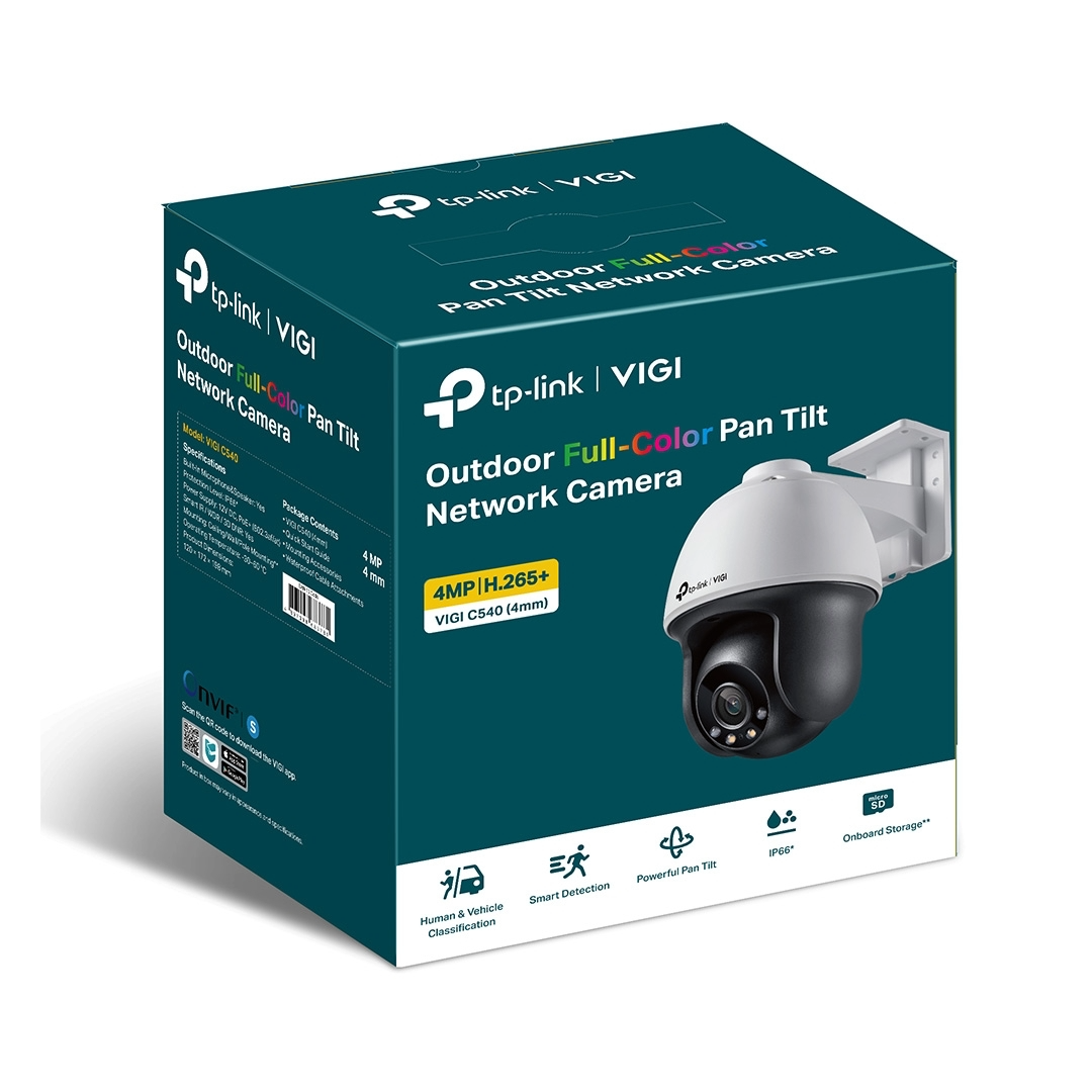 CAMARA TPLINK VIGI C540/EXTERIOR/FULL COLOR/4 MP/MICROSD/EVENTOS INTELIGENTES/POE/AUDIO BI/ONVIF