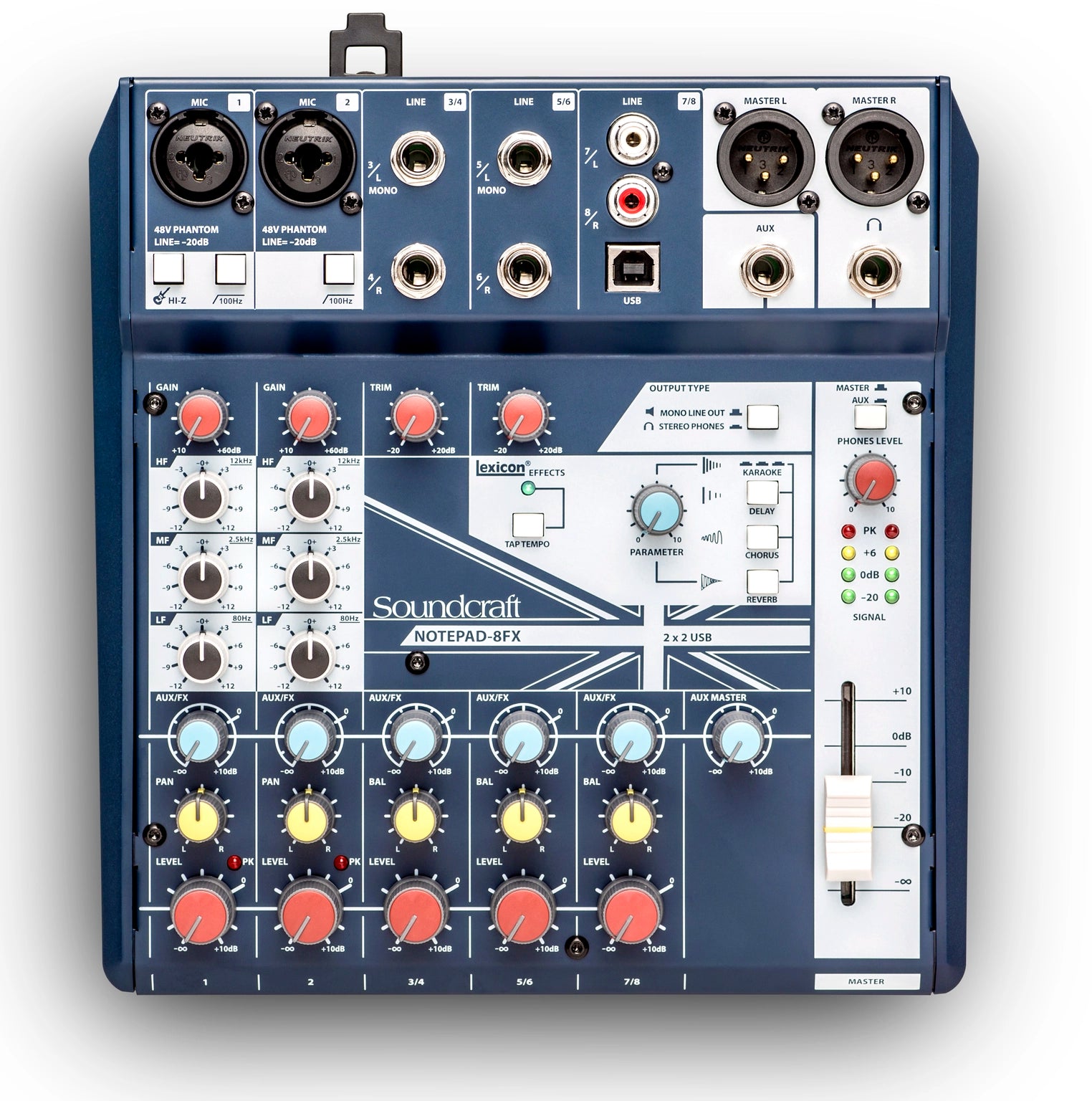 Soundcraft Notepad-8FX Consola Mezcladora Analógica de 8 Canales con USB y Efectos Lexicon